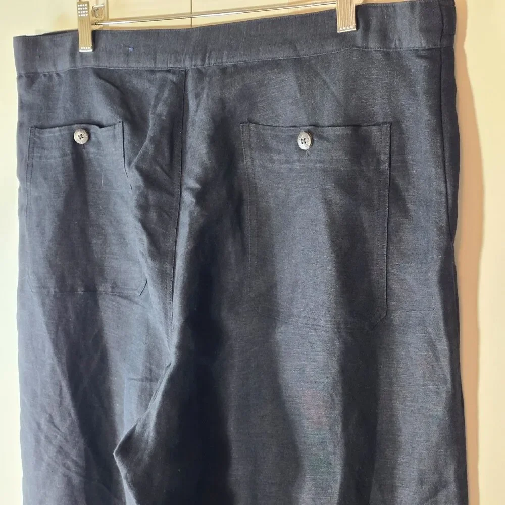 Vintage Jantzen Men L Linen Blend Drawstring Pants Black 90 Resort Wear Vacation